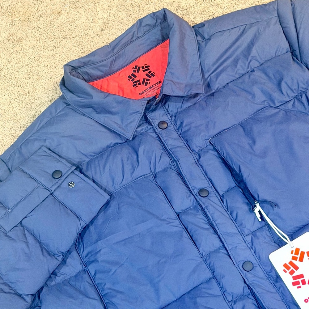 Obermeyer Explorer Down Shirt Jacket Mens 2XL Blue Waterproof Puffer $249 NWT